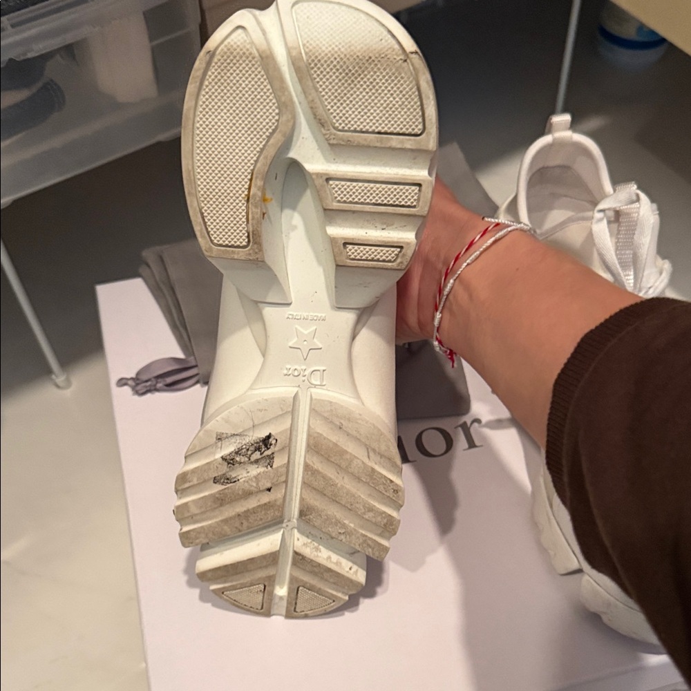 Dior Cream Lace-Up Chunky Sneakers - Picture 8 of 10